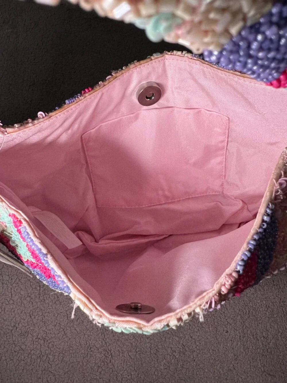 Viral Pink made in India Swirl Beaded Bag